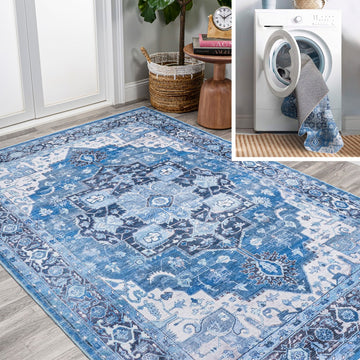 Maris Ornate Medallion Washable Area Rug
